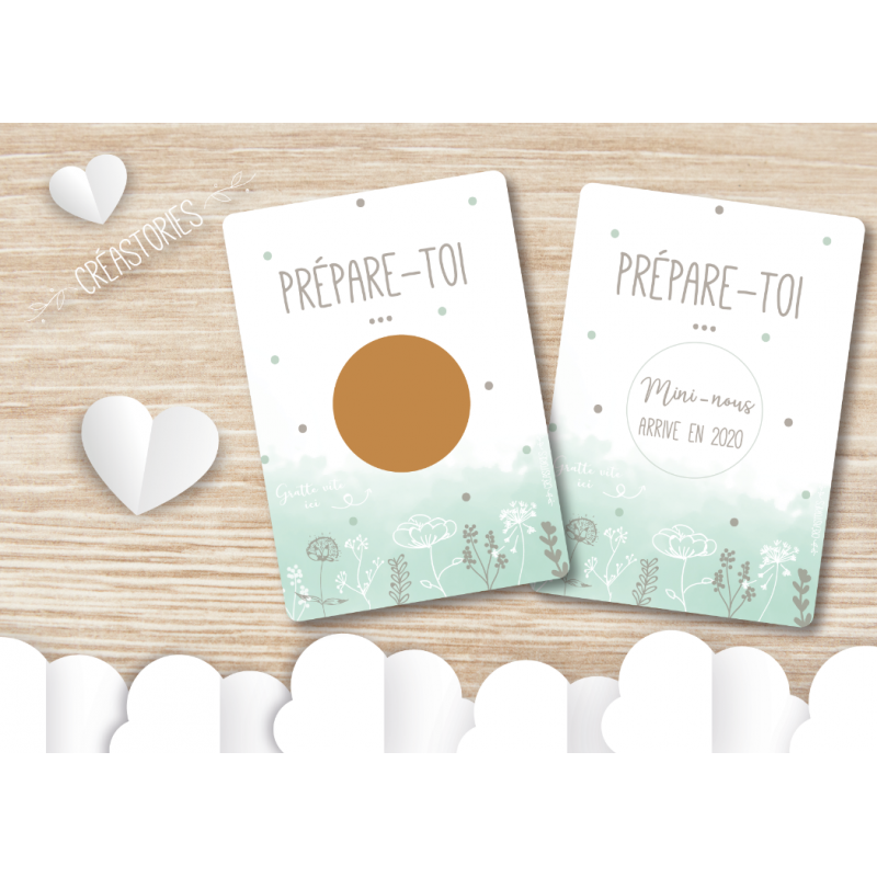 Mininous arrive ! Carte à gratter annonce grossesse Mininous arrive ! Carte à gratter annonce grossesse