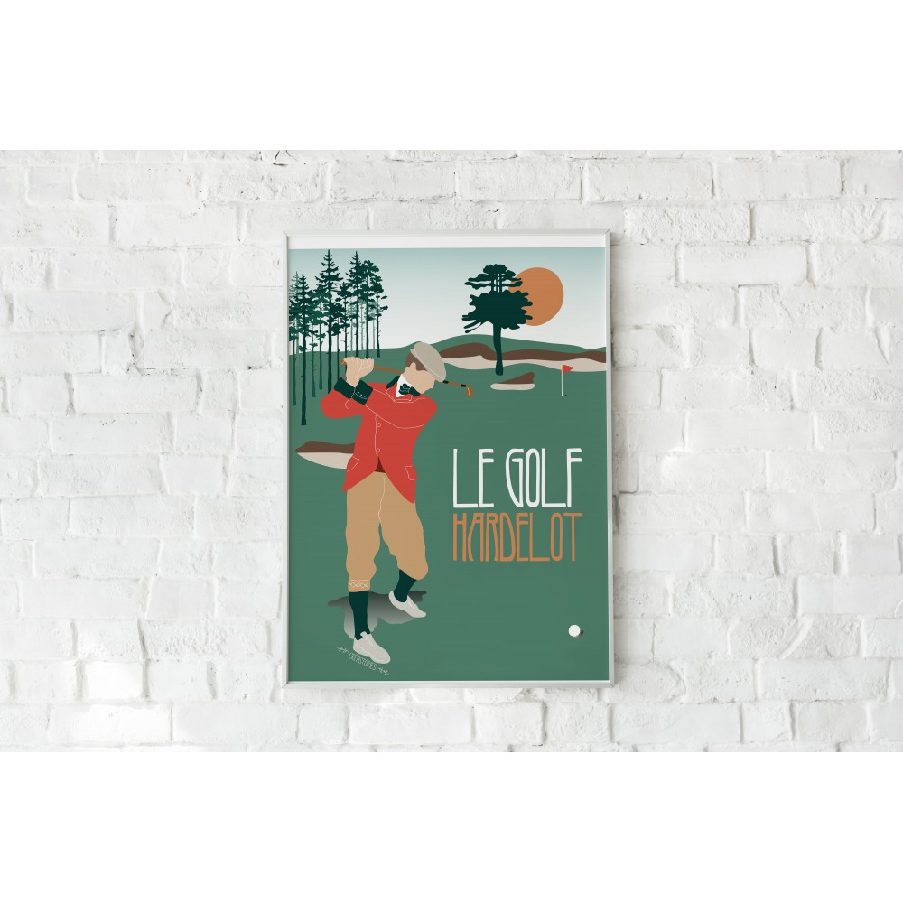 Affiche golfeur vintage